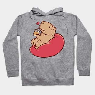 Cute capybara chilling and drinking coffee Hoodie